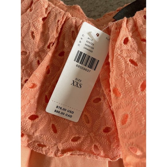Anthropologie Sunday in Brooklyn Eyelet Ruffled Top Orange XXS‎ $78 NEW NWT - Picture 7 of 12